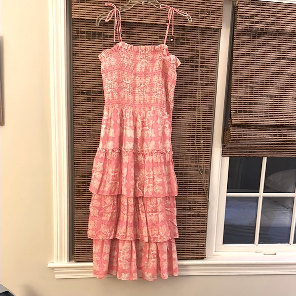 Oliphant Pink Ruffled Tiered Sundress
